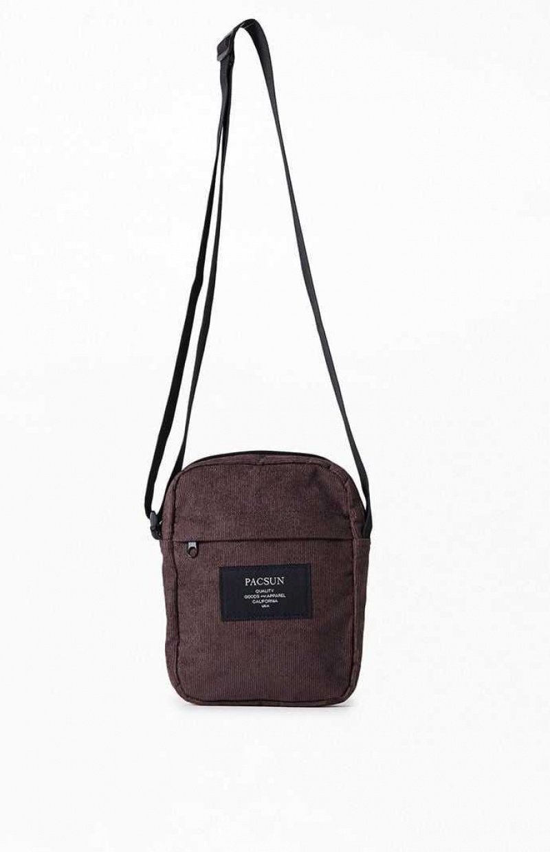 Sac Crossbody PacSun Corduroy Homme Marron | 345806JKW