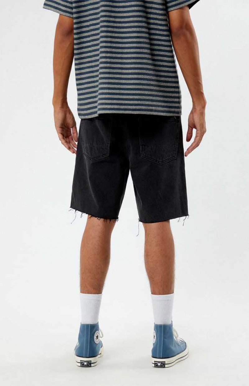 Short PacSun Black Denim Cutoff Homme Noir | 861350MJX