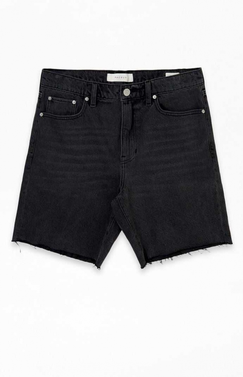 Short PacSun Black Denim Cutoff Homme Noir | 861350MJX