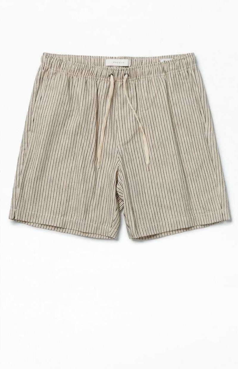 Short PacSun Black Russel Linen Volley Homme Noir Blanche | 392401URY