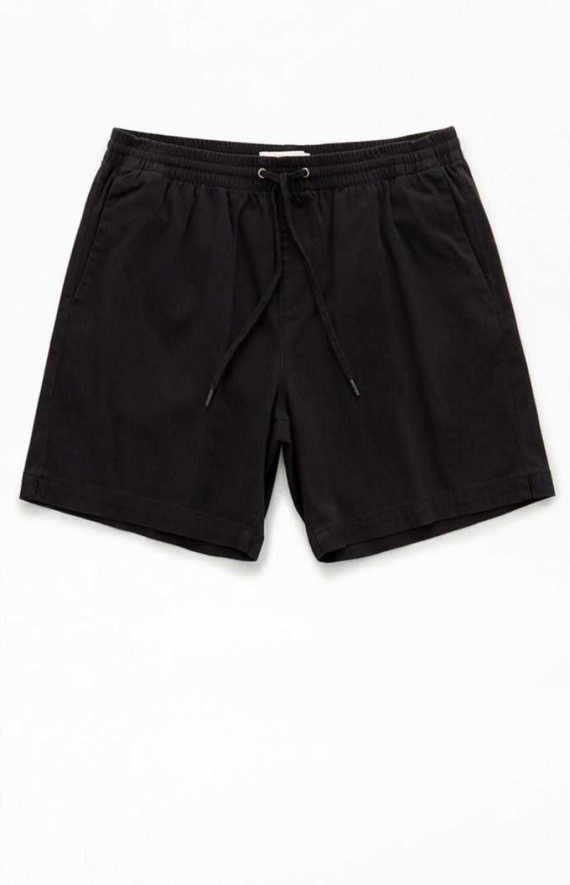 Short PacSun Black Twill Volley Homme Noir | 571098NKH