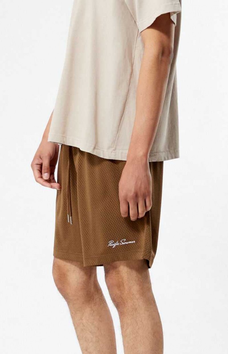 Short PacSun Brown Mesh Basketball Homme Marron | 827451ELP