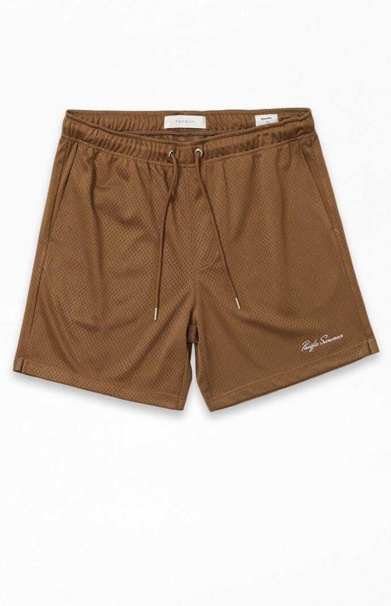 Short PacSun Brown Mesh Basketball Homme Marron | 827451ELP