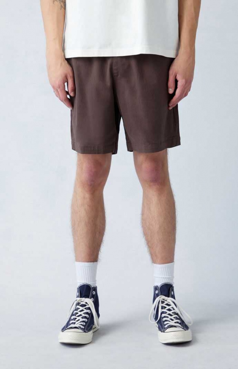 Short PacSun Brown Reed Twill Volley Homme Marron Foncé | 263908FJS