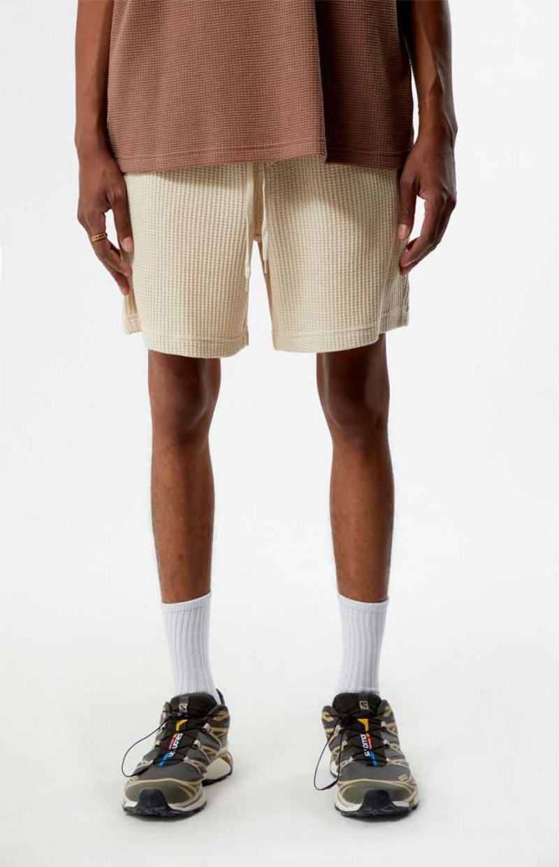 Short PacSun Cream Waffle Knit Volley Homme Blanche | 891304XSZ