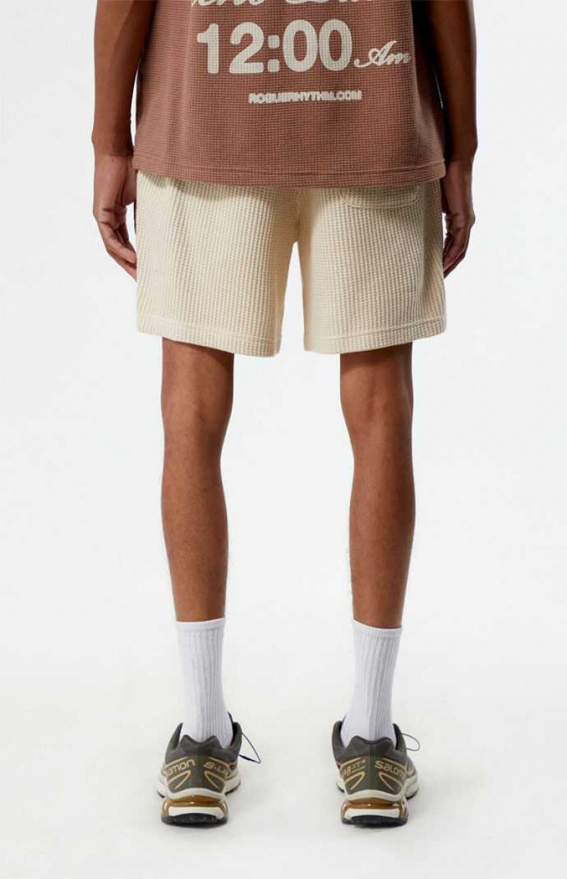 Short PacSun Cream Waffle Knit Volley Homme Blanche | 891304XSZ