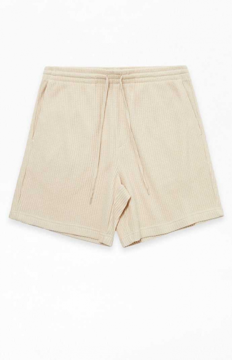 Short PacSun Cream Waffle Knit Volley Homme Blanche | 891304XSZ