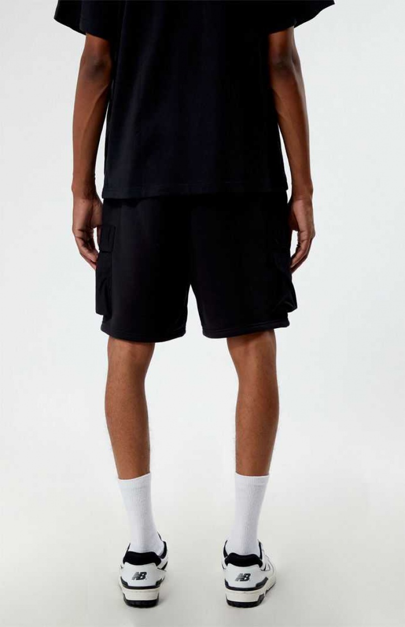 Short PacSun Fleece Black Cargo Homme Noir | 287401DSK