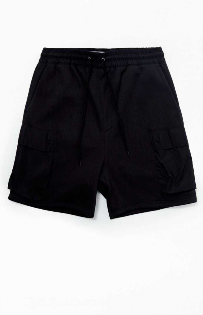 Short PacSun Fleece Black Cargo Homme Noir | 287401DSK