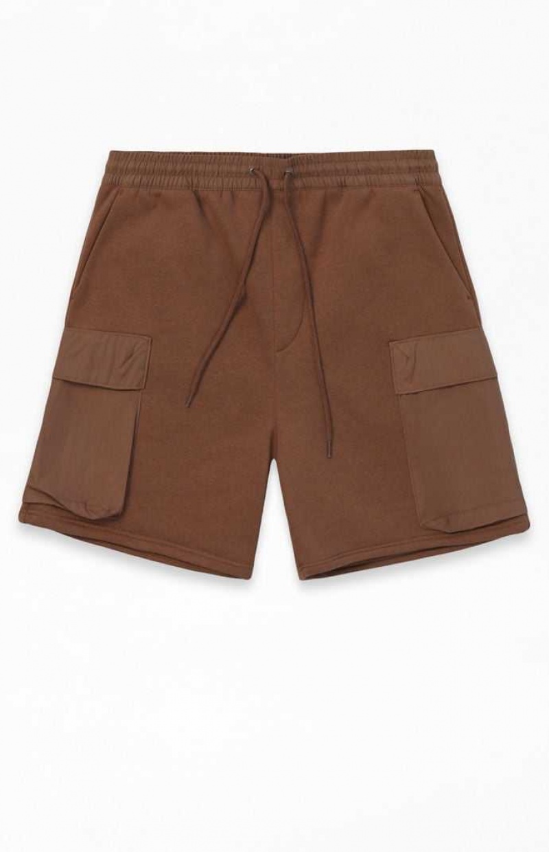 Short PacSun Fleece Brown Cargo Sweat Homme Marron | 206573LBW