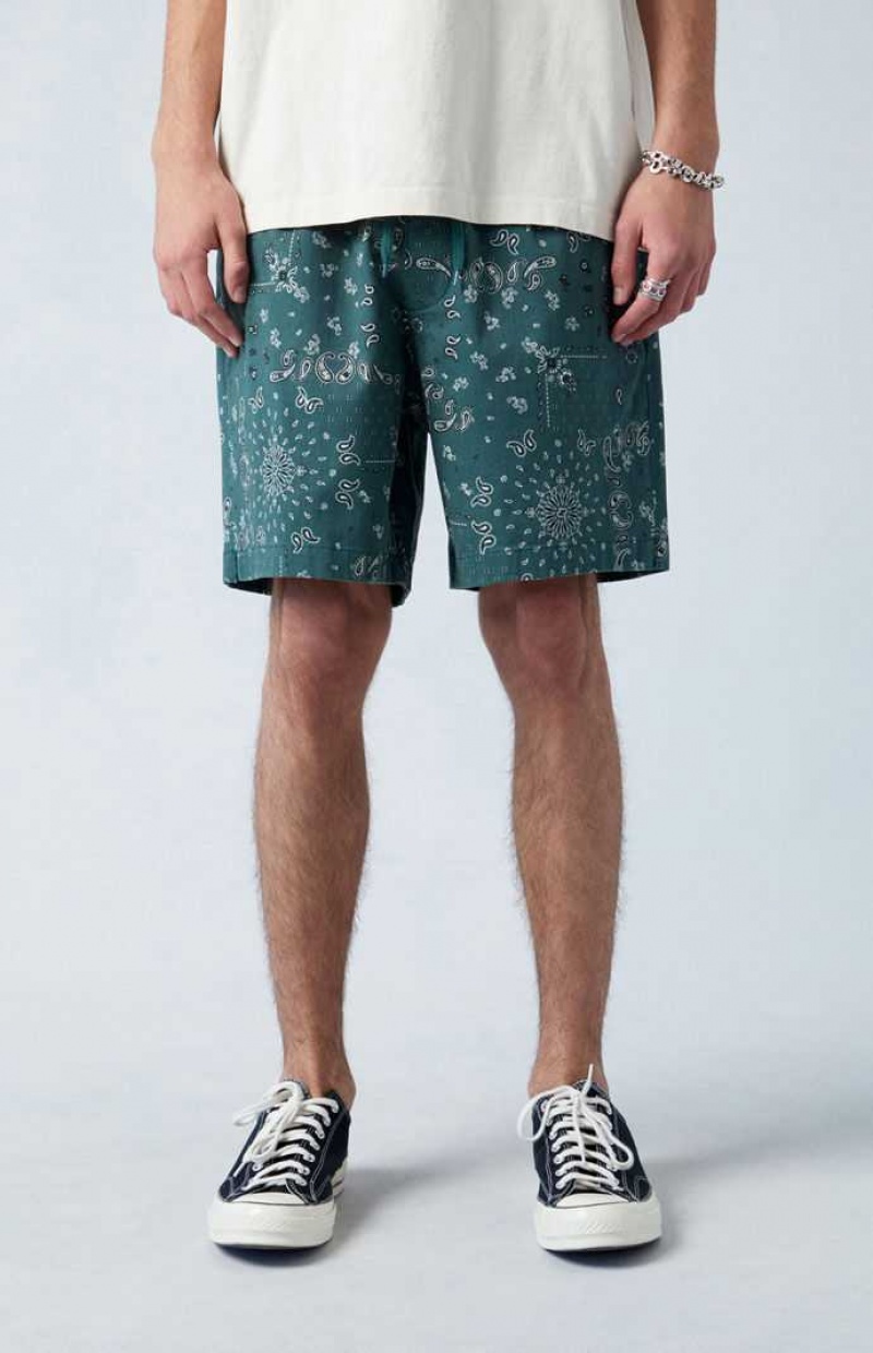 Short PacSun Green Reed Printed Twill Volley Homme Vert | 830724WVR