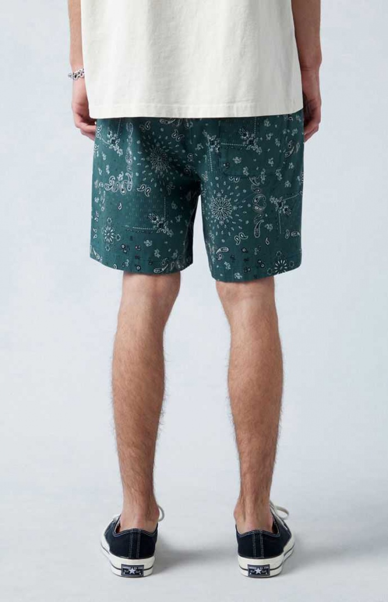 Short PacSun Green Reed Printed Twill Volley Homme Vert | 830724WVR