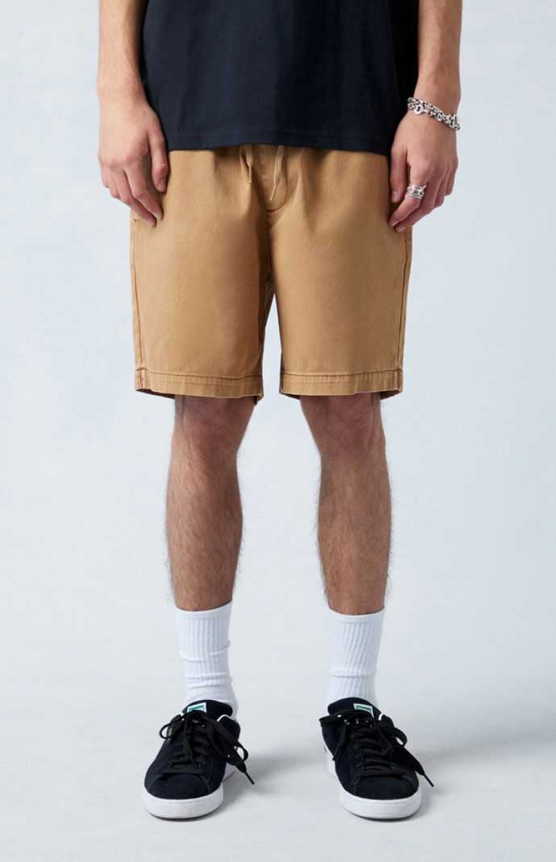 Short PacSun Khaki Twill Volley Homme Kaki | 576194SPT