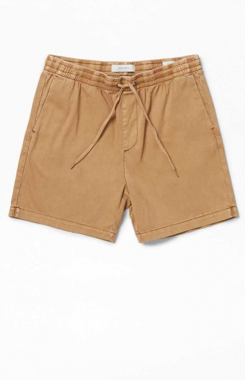 Short PacSun Khaki Twill Volley Homme Kaki | 576194SPT