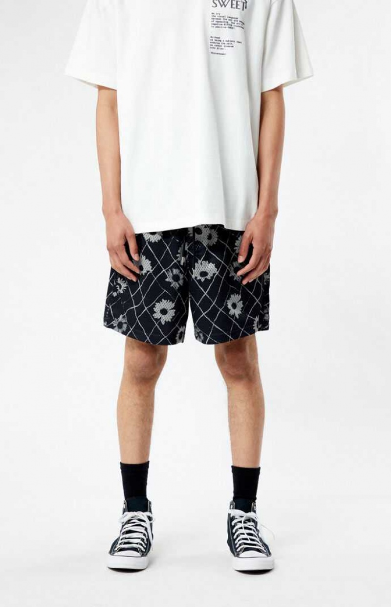 Short PacSun Printed Mesh Basketball Homme Noir | 268143OWK