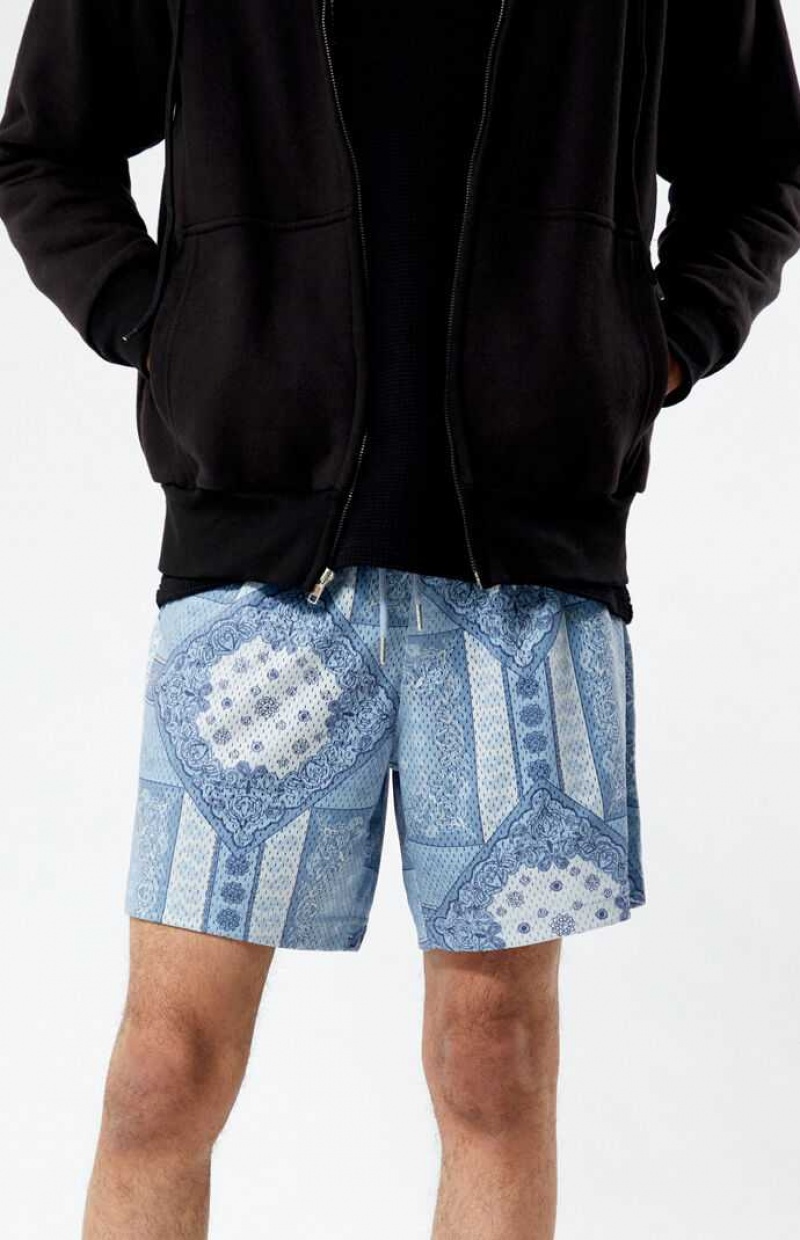 Short PacSun Printed Mesh Basketball Homme Bleu | 651284TYJ