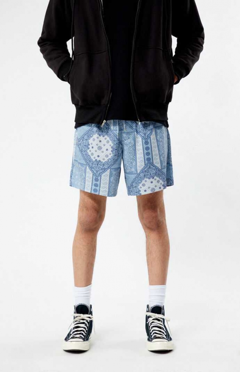 Short PacSun Printed Mesh Basketball Homme Bleu | 651284TYJ