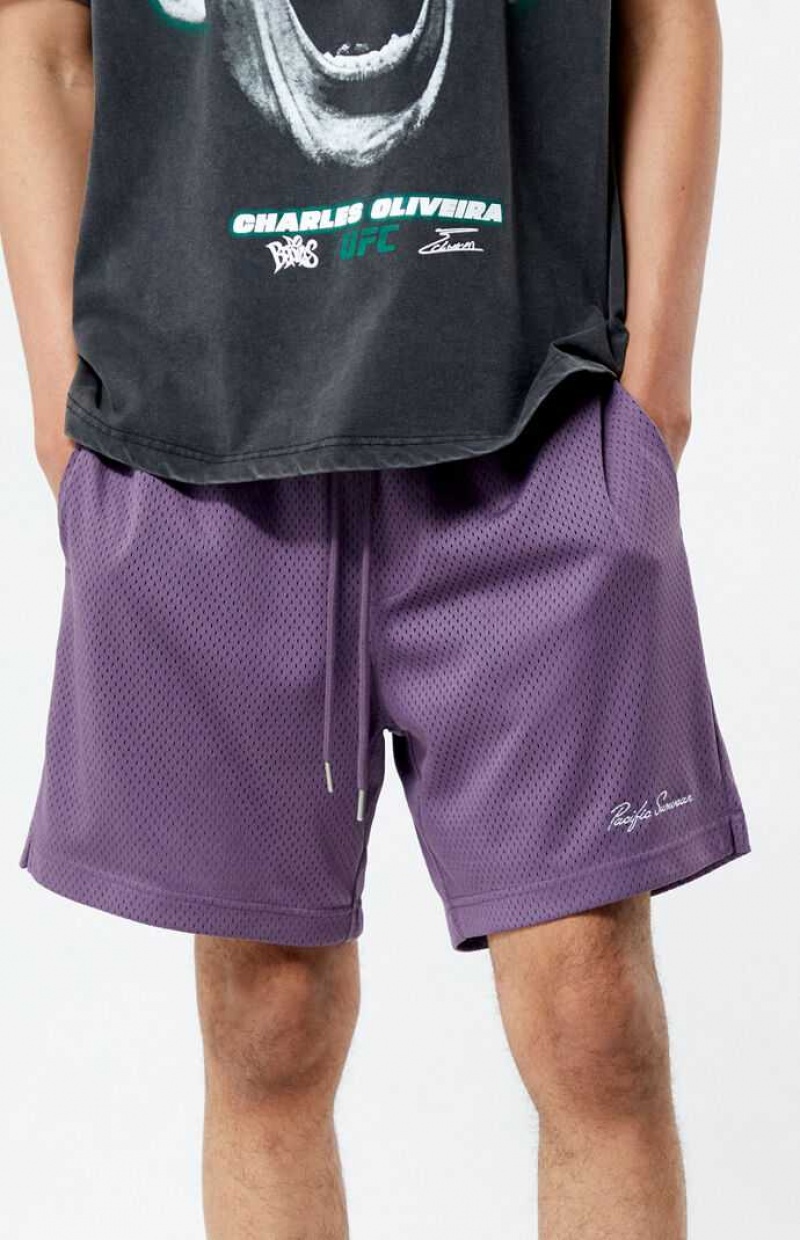 Short PacSun Purple Mesh Basketball Homme Violette | 549162TQG