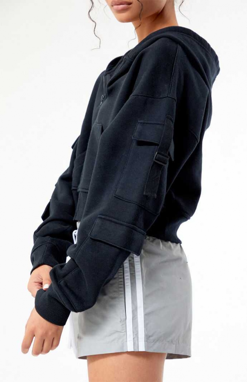 Sweat a Capuche PacSun Cargo Full Zip Femme Noir | 039416TCZ