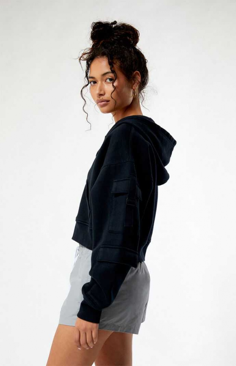 Sweat a Capuche PacSun Cargo Full Zip Femme Noir | 039416TCZ