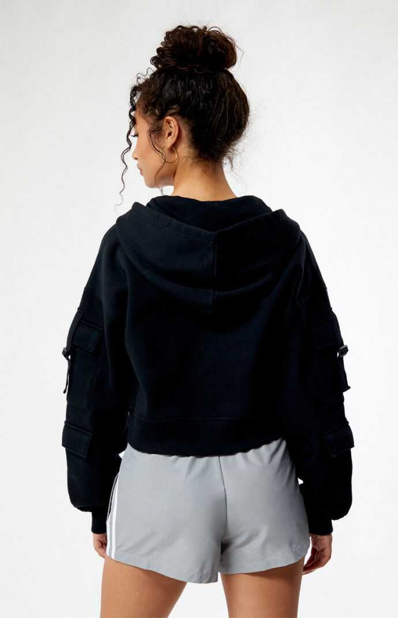 Sweat a Capuche PacSun Cargo Full Zip Femme Noir | 039416TCZ