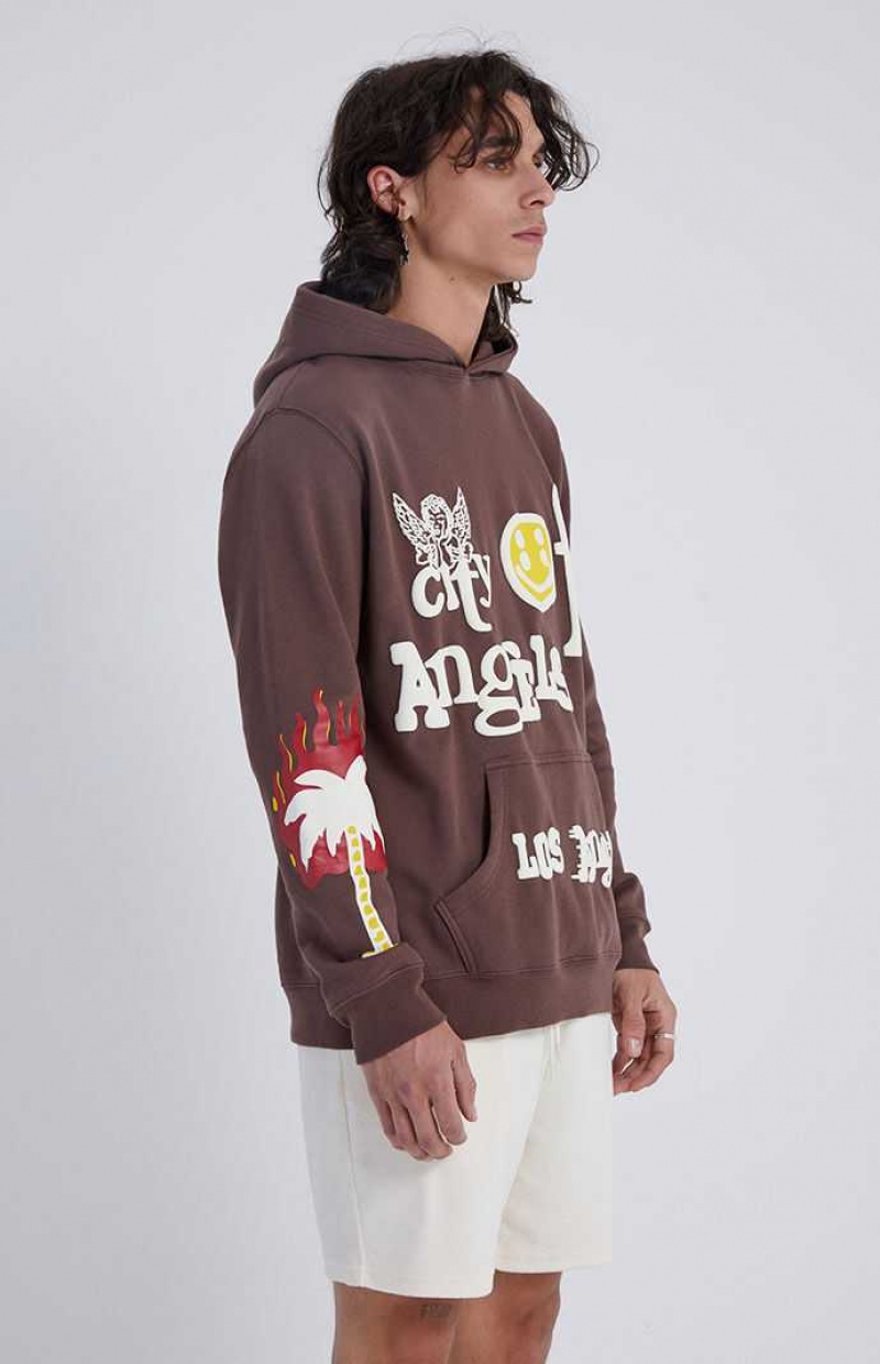 Sweat a Capuche PacSun City Of Angels Homme Marron | 186947TBW