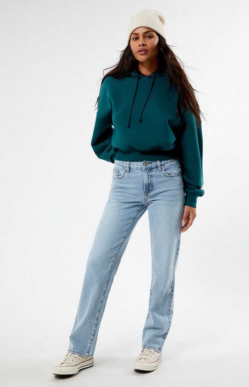 Sweat a Capuche PacSun Classiche Cropped Femme Vert | 914372TAI