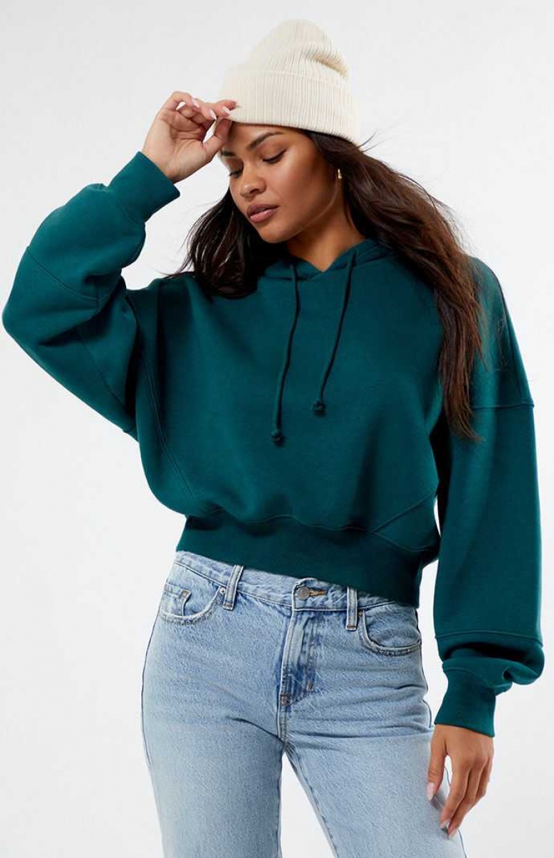 Sweat a Capuche PacSun Classiche Cropped Femme Vert | 914372TAI