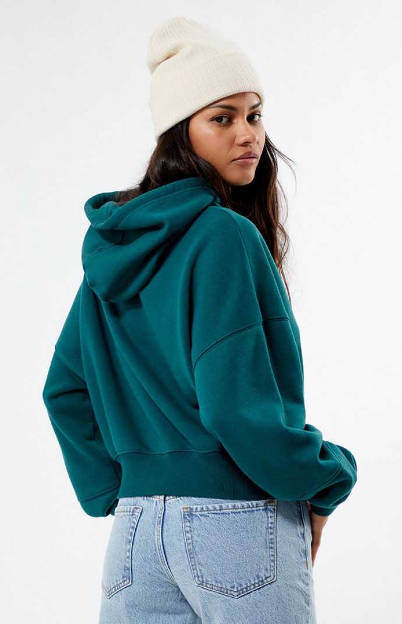 Sweat a Capuche PacSun Classiche Cropped Femme Vert | 914372TAI