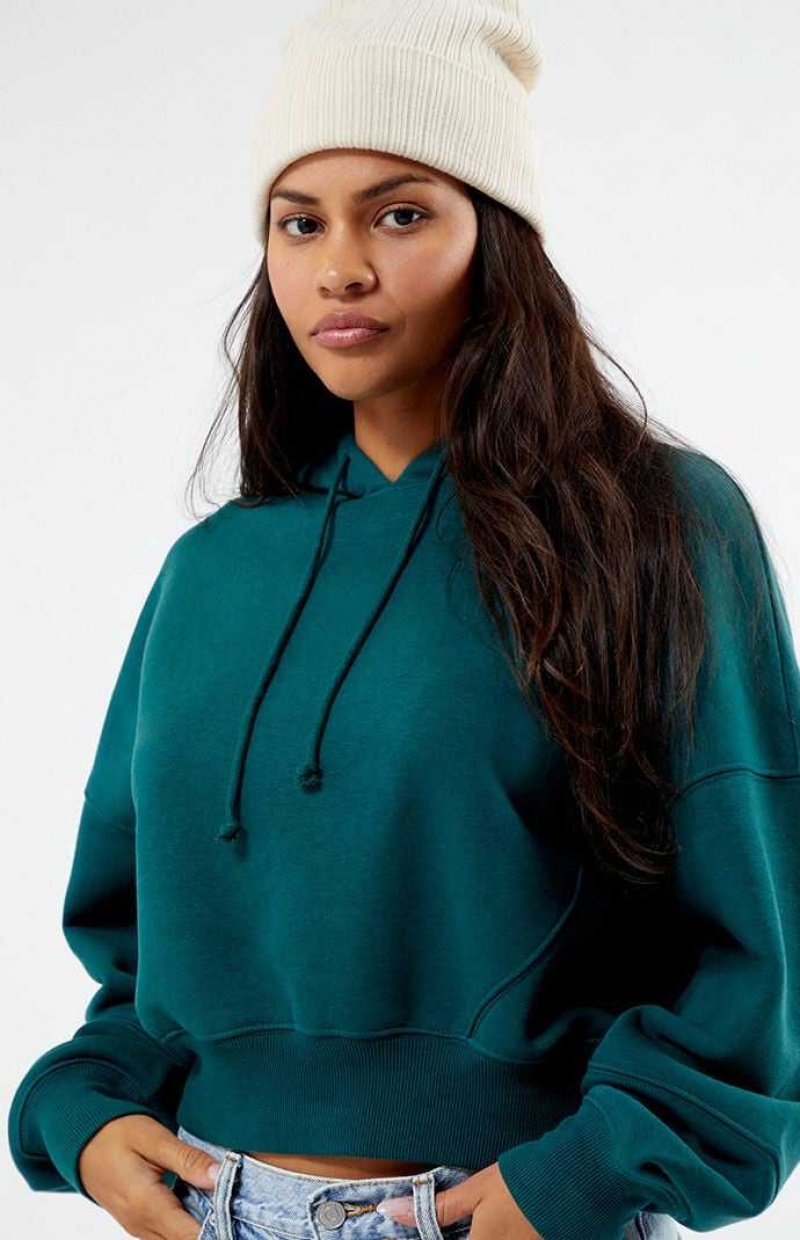 Sweat a Capuche PacSun Classiche Cropped Femme Vert | 914372TAI