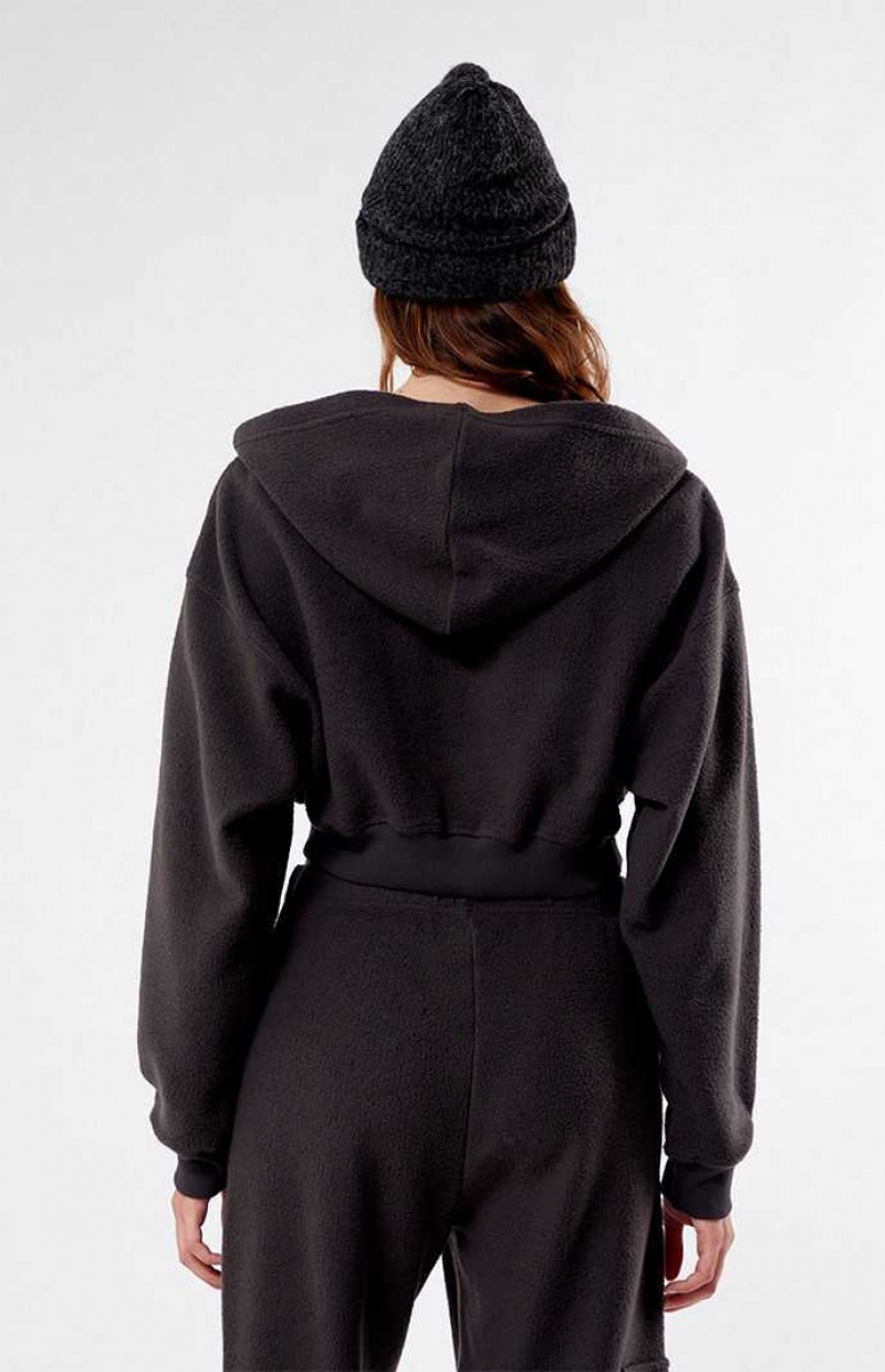 Sweat a Capuche PacSun Cozy Double Zip Cropped Femme Noir | 928053UML