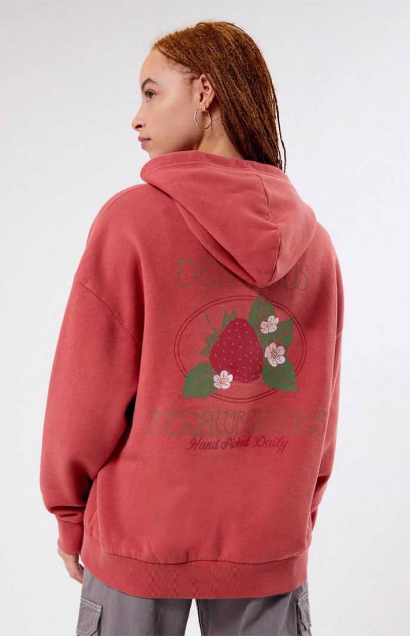 Sweat a Capuche PacSun Delicious Strawberries Femme Bordeaux | 376901JED