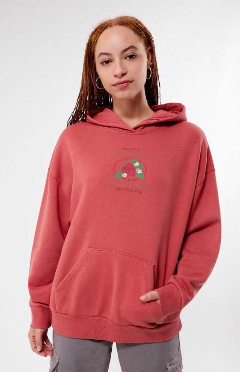 Sweat a Capuche PacSun Delicious Strawberries Femme Bordeaux | 376901JED