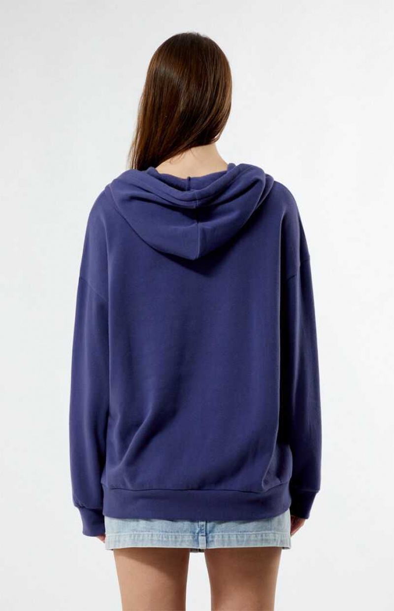 Sweat a Capuche PacSun Denim Number Patch Femme Bleu | 075289NVF