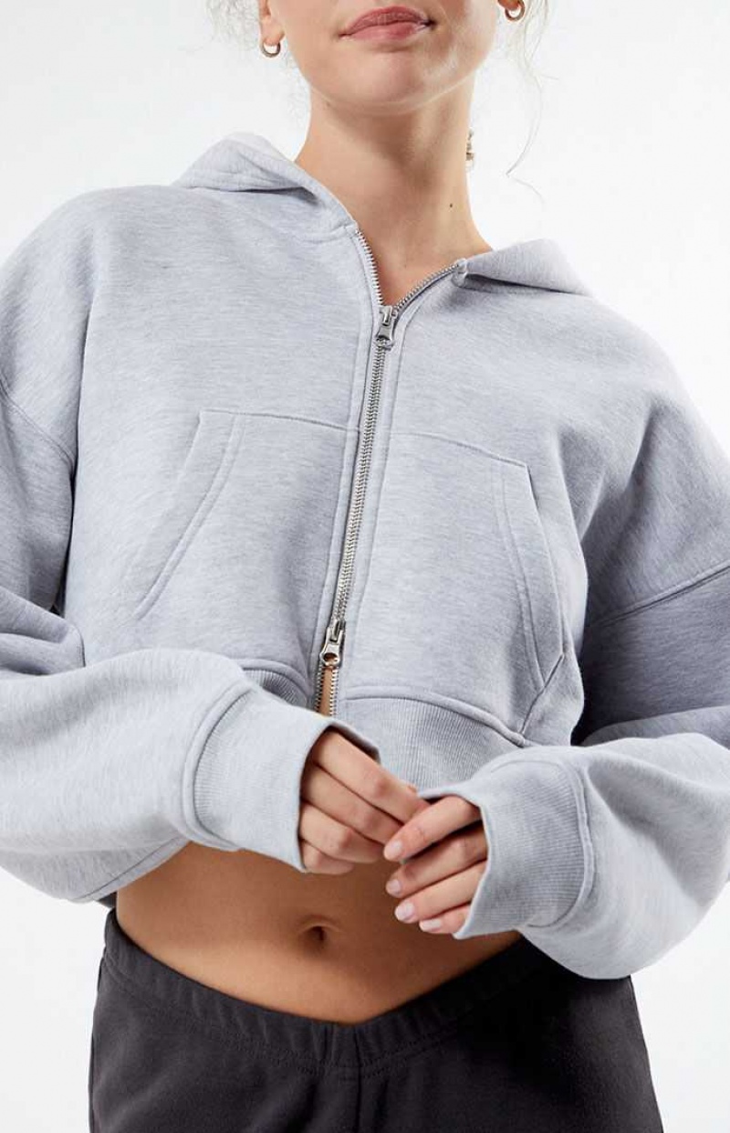 Sweat a Capuche PacSun Double Full Zip Femme Grise | 349671WUD