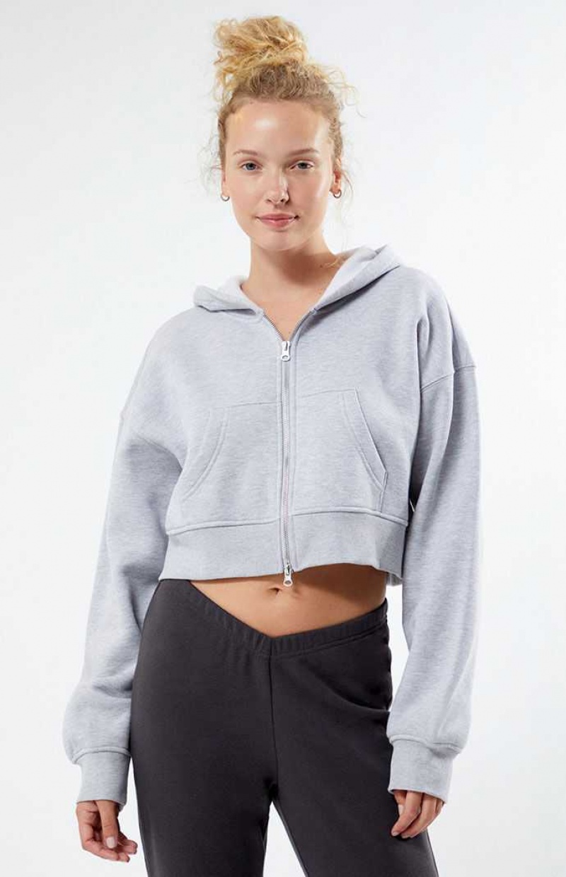 Sweat a Capuche PacSun Double Full Zip Femme Grise | 349671WUD