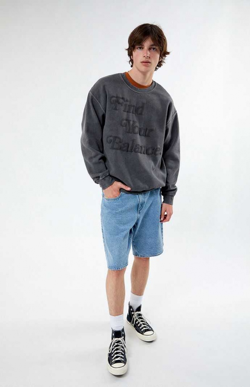 Sweat a Capuche PacSun Find Your Balance Vintage Crew Neck Homme Noir | 094276DPU