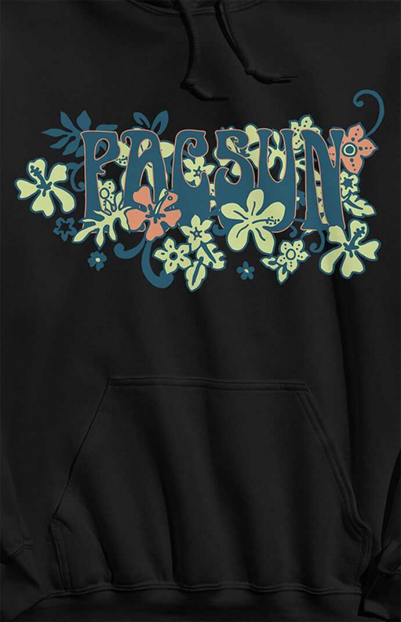 Sweat a Capuche PacSun Floral Homme Noir | 623970JUL