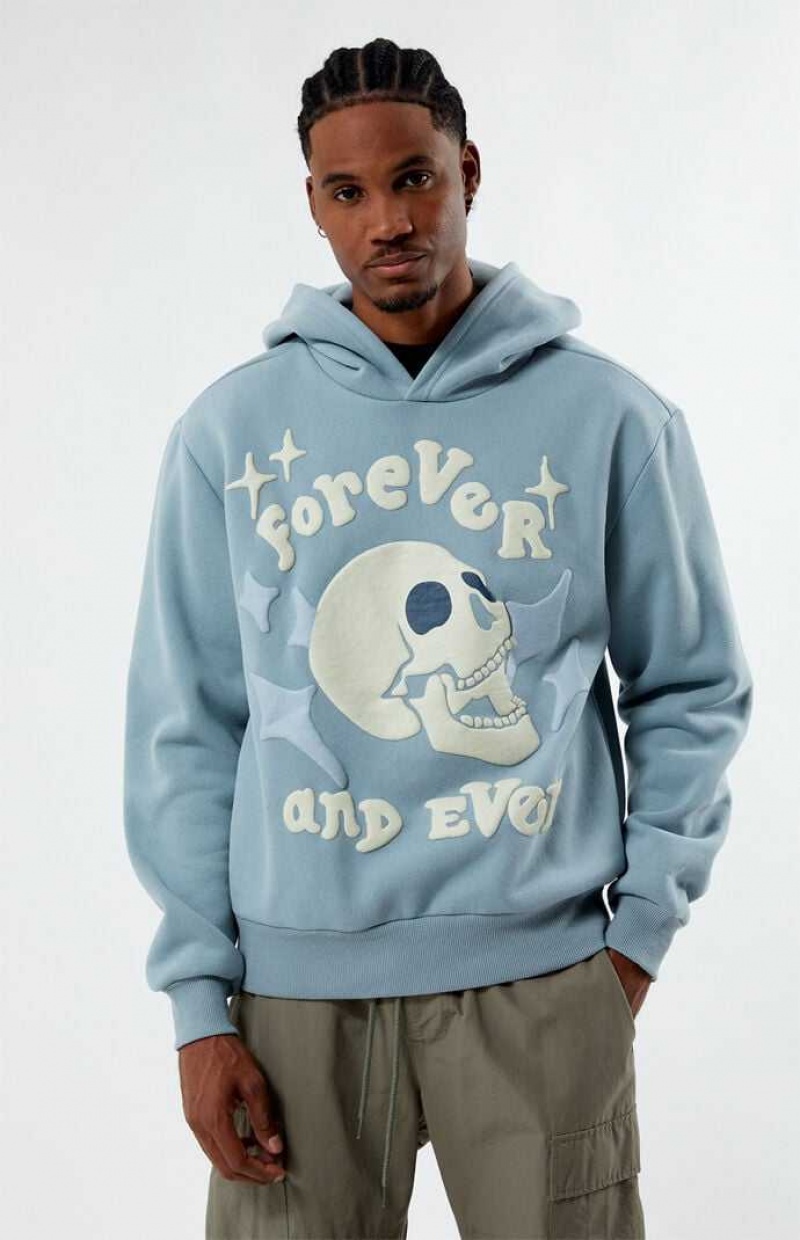 Sweat a Capuche PacSun Forever Puff Homme Grise Bleu | 956784PDJ