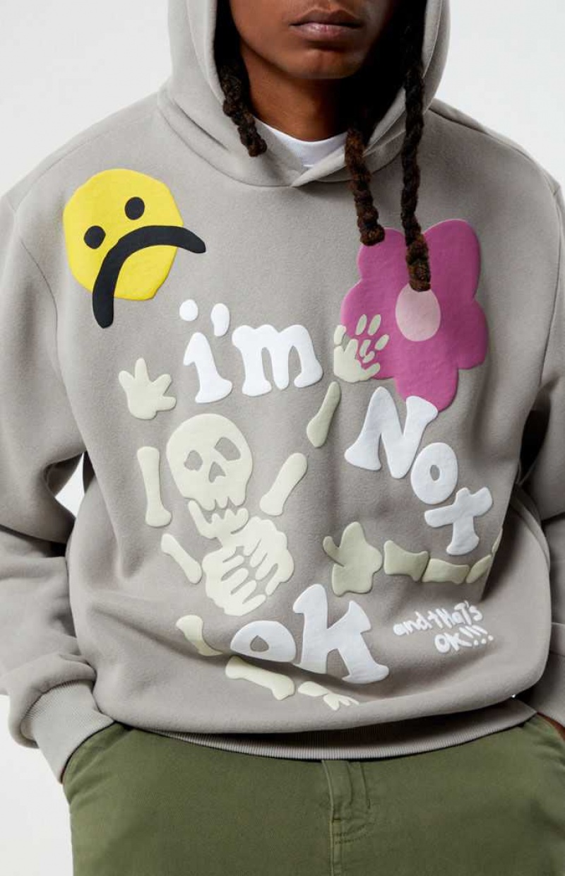 Sweat a Capuche PacSun I'm Not Okay Homme Argent | 086735ZUS