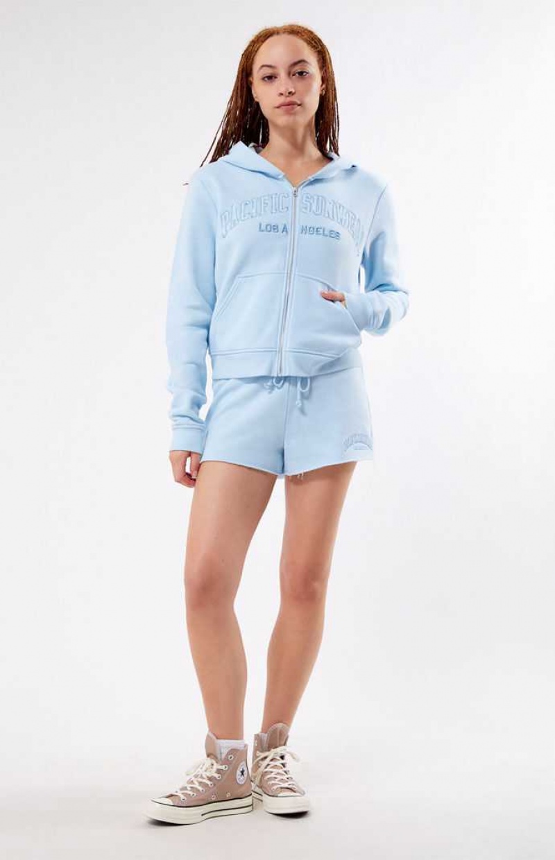 Sweat a Capuche PacSun Pacific Sunwear Full Zip Femme Bleu Clair | 295431IUZ