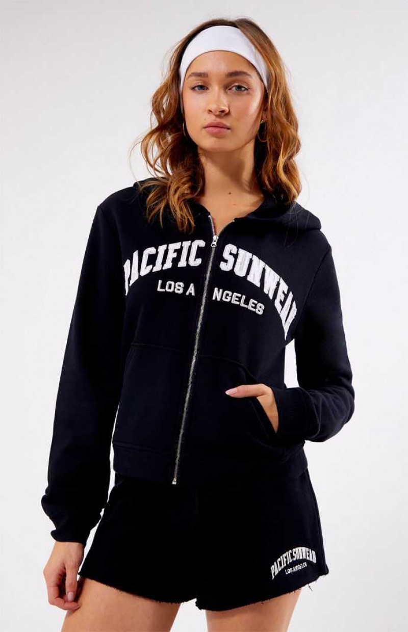 Sweat a Capuche PacSun Pacific Sunwear Full Zip Femme Noir | 613720WRZ