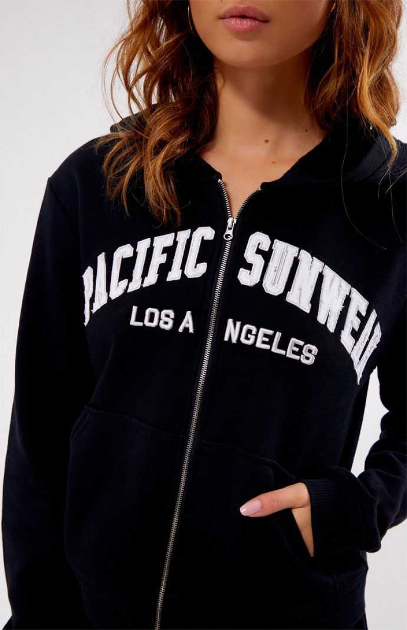 Sweat a Capuche PacSun Pacific Sunwear Full Zip Femme Noir | 613720WRZ