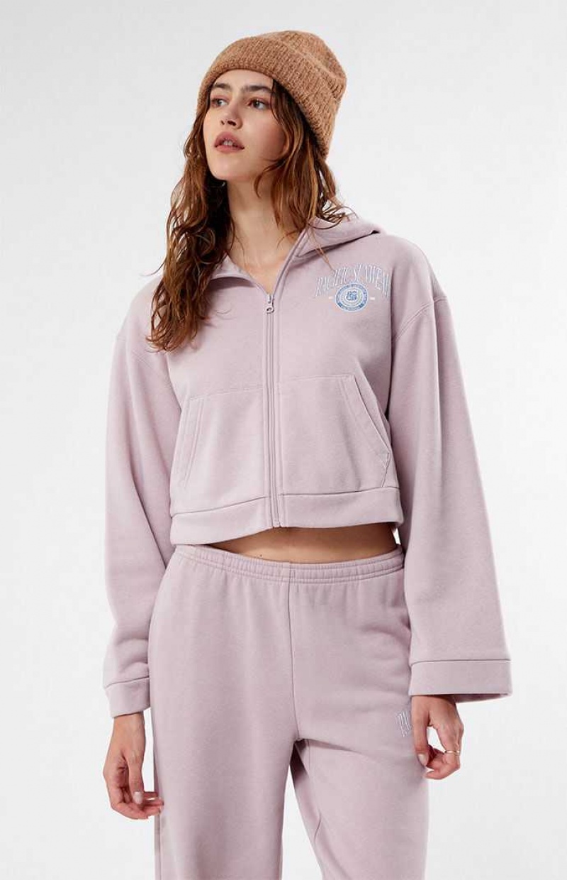 Sweat a Capuche PacSun Pacific Sunwear High Neck Full Zip Femme Grise | 604598NEY