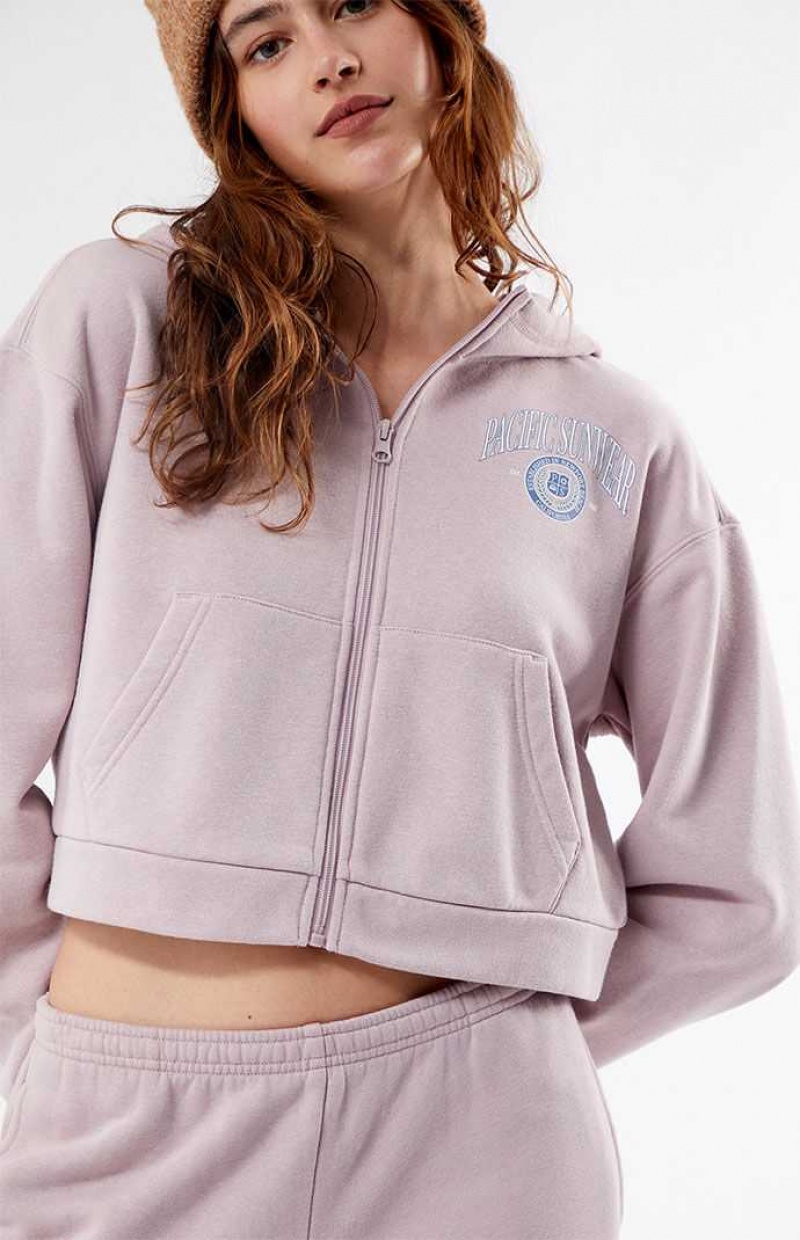 Sweat a Capuche PacSun Pacific Sunwear High Neck Full Zip Femme Grise | 604598NEY