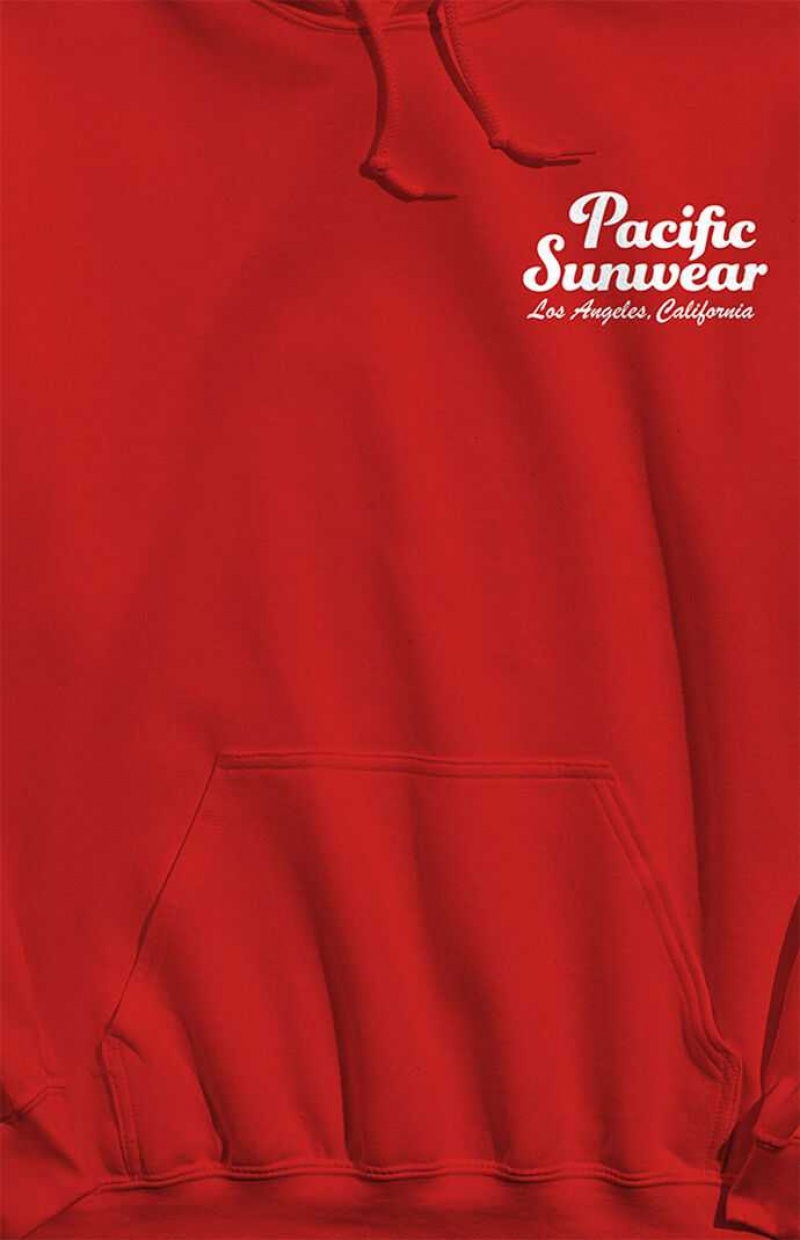 Sweat a Capuche PacSun Pacific Sunwear LA Script Homme Rouge | 487390WZT