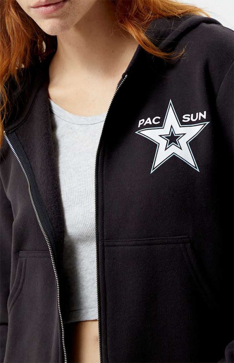 Sweat a Capuche PacSun Star Zip Up Femme Noir | 801539NCD