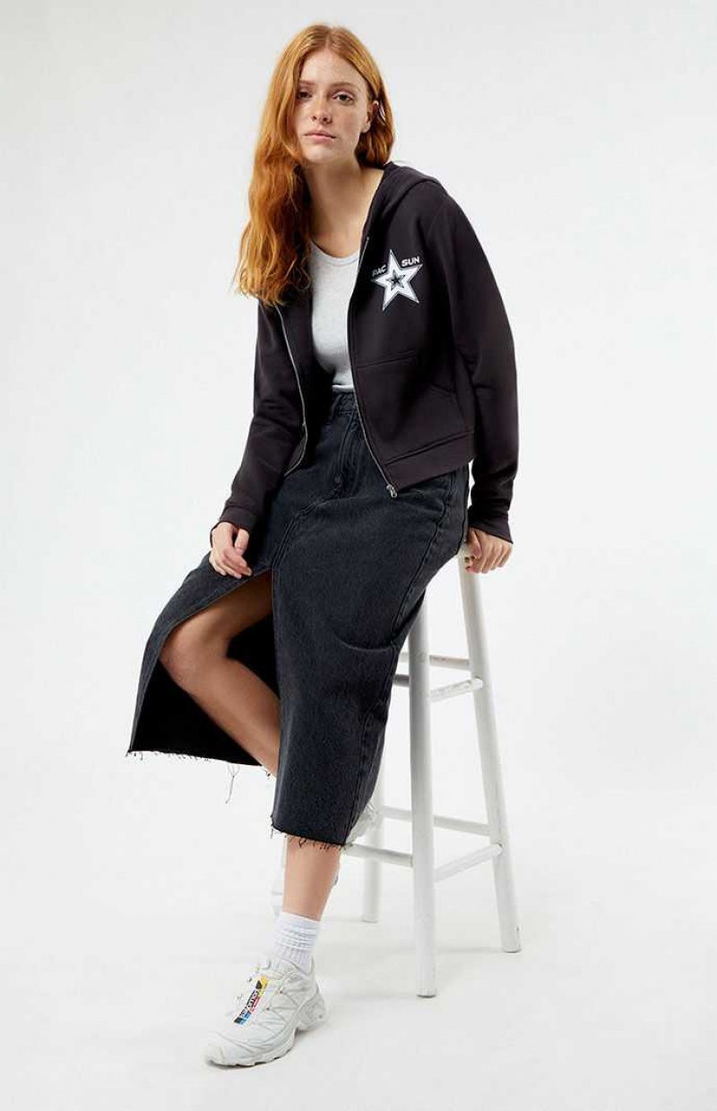 Sweat a Capuche PacSun Star Zip Up Femme Noir | 801539NCD