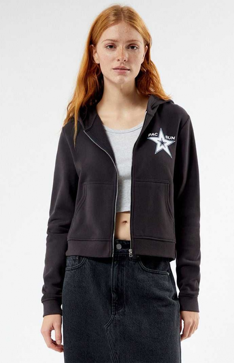 Sweat a Capuche PacSun Star Zip Up Femme Noir | 801539NCD