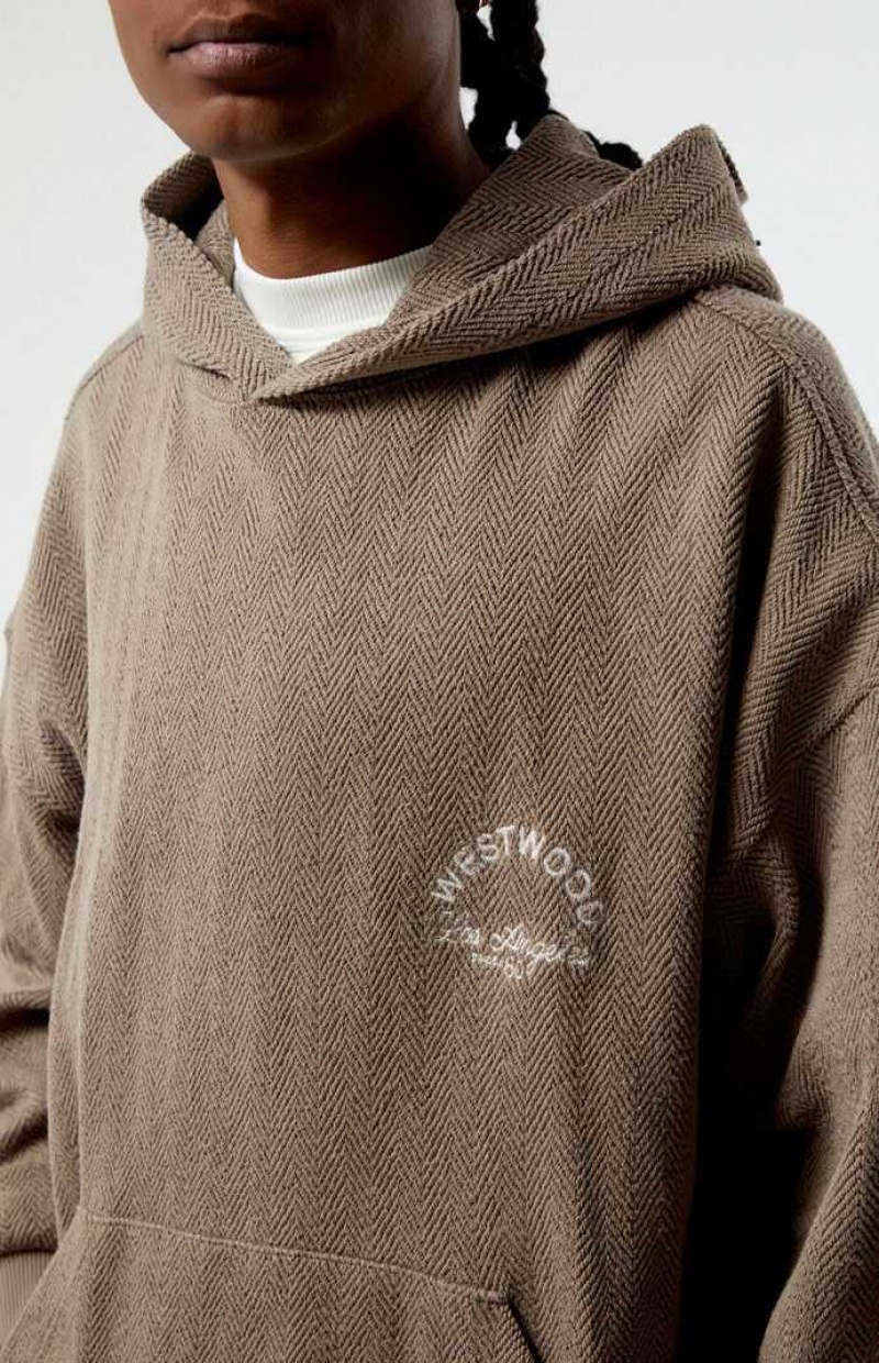 Sweat a Capuche PacSun Westwood Herringbone Homme Grise Marron | 869075VZI